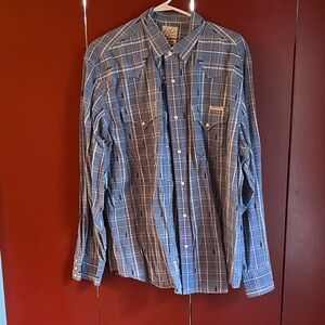 Lucky Brand Men's Blue Plaid Button Down Shirt